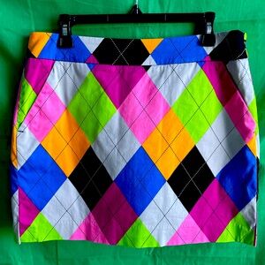 LOUDMOUTH Ladies Argyle Golf Skort/Skirt  sz 10 colorful EUC